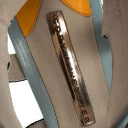 Pre Owned Sophia Webster Multicolor Leather And Suede Raya Wedge Sandals Size 40.5