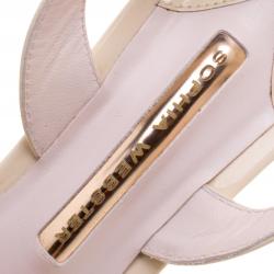 Pre Owned Sophia Webster Beige Patent Leather Lilico Floral Embellished Slingback Sandals Size 38