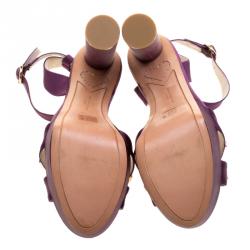 Pre Owned Sophia Webster Purple Satin Amanda Crystal Embellished Cross Strap Sandals Size 41