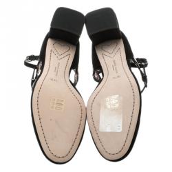 Pre Owned Sophia Webster Black Embroidered Suede Liliana Mary Jane Block Heel Pumps Size 37.5