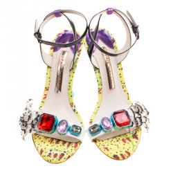 Pre Owned Sophia Webster Multicolor Leather Alyssa Feather Embellished Ankle Strap Wedge Sandals Size 36