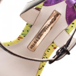 Pre Owned Sophia Webster Multicolor Leather Alyssa Feather Embellished Ankle Strap Wedge Sandals Size 36