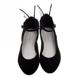 Pre Owned Sophia Webster Black Suede Chiara Butterfly Wing Ballet Flats Size 36