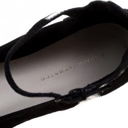 Pre Owned Sophia Webster Black Suede Chiara Butterfly Wing Ballet Flats Size 36