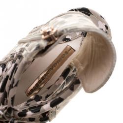 Pre Owned Sophia Webster Multicolor Camo Print Leather Gladiator Flat Sandals Size 36.5