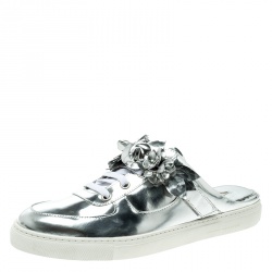 Sophia Webster Metallic Silver Leather Lilico Jessie Sneaker Mules Size 41