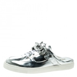 Sophia Webster Metallic Silver Leather Lilico Jessie Sneaker Mules Size 41