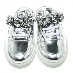 Sophia Webster Metallic Silver Leather Lilico Jessie Sneaker Mules Size 41