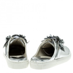 Sophia Webster Metallic Silver Leather Lilico Jessie Sneaker Mules Size 41