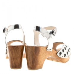 Pre Owned Sophia Webster Monochrome Polka Dot Leather Ava Ankle Strap Sandals Size 41