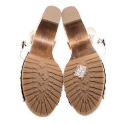 Pre Owned Sophia Webster Monochrome Polka Dot Leather Ava Ankle Strap Sandals Size 41