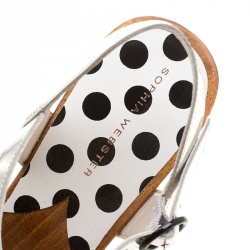 Pre Owned Sophia Webster Monochrome Polka Dot Leather Ava Ankle Strap Sandals Size 41