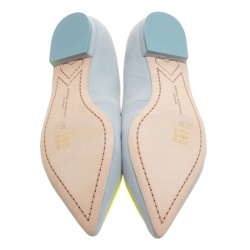 Pre Owned Sophia Webster Light Blue Embroidered Suede Bibi Butterfly Pointed Toe Ballet Flats Size 37