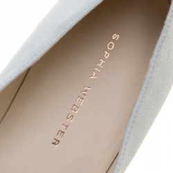 Pre Owned Sophia Webster Light Blue Embroidered Suede Bibi Butterfly Pointed Toe Ballet Flats Size 37