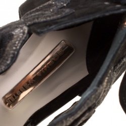 Pre Owned Sophia Webster Black Suede Winona Floral Embroidered Ankle Cuff Sandals Size 41