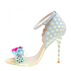 Pre Owned Sophia Webster Multicolor Leather Lilico Sequin Flower Embellished Ankle Strap Open Toe Sandals Size 36.5