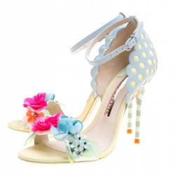 Pre Owned Sophia Webster Multicolor Leather Lilico Sequin Flower Embellished Ankle Strap Open Toe Sandals Size 36.5