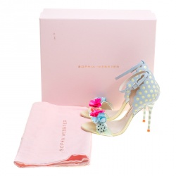 Pre Owned Sophia Webster Multicolor Leather Lilico Sequin Flower Embellished Ankle Strap Open Toe Sandals Size 36.5