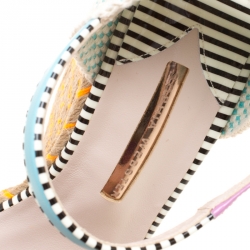 Pre Owned Sophia Webster Multicolor Leather Lucita Flower Embellished Espadrille Wedge Sandals Size 39