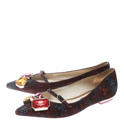 Sophia Webster Multicolor Satin Jewel Embellished Piper Gem Pointed Toe Flats Size 38