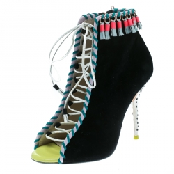  Sophia Webster Black Suede Simi Embellished Ankle Booties Size 37.5