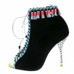  Sophia Webster Black Suede Simi Embellished Ankle Booties Size 37.5