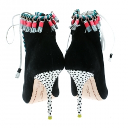  Sophia Webster Black Suede Simi Embellished Ankle Booties Size 37.5