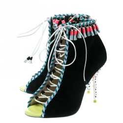  Sophia Webster Black Suede Simi Embellished Ankle Booties Size 37.5
