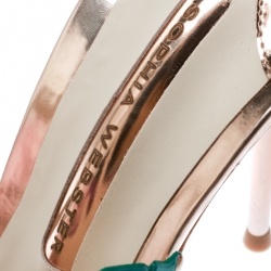 Pre Owned Sophia Webster Rose Gold Leather Hula Floral Embellished Crisscross Sandals Size 40.5