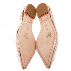 Pre Owned Sophia Webster Metallic Rose Gold Leather Bibi Butterfly Pointed Toe Ballet Flats Size 40.5