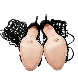 Sophia Webster Black Suede Delphine Peep Toe Cage Sandals Size 39