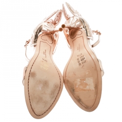 Pre Owned Sophia Webster Metallic Rose Gold Leather Chiara Butterfly Ankle Strap Sandals Size 37.5