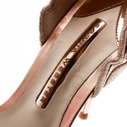 Pre Owned Sophia Webster Metallic Rose Gold Leather Chiara Butterfly Ankle Strap Sandals Size 37.5