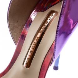 Sophia Webster Multicolor Holographic Leather Maya Glitter Bow Ankle Strap Sandals Size 38.5