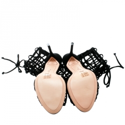Sophia Webster Black Suede Delphine Peep Toe Cage Sandals Size 37.5