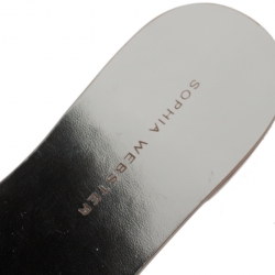 Pre Owned Sophia Webster Metallic Silver Leather Lilico Floral Embellished Flat Slides Size 36.5