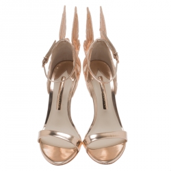 Pre Owned Sophia Webster Metallic Rose Gold Leather Chiara Butterfly Ankle Strap Sandals Size 37