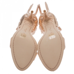 Pre Owned Sophia Webster Metallic Rose Gold Leather Chiara Butterfly Ankle Strap Sandals Size 37