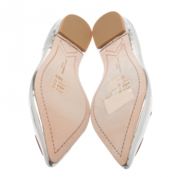 Sophia Webster Metallic Silver Leather Bibi Butterfly Pointed Toe Ballet Flats Size 38.5