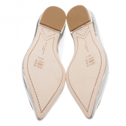 Sophia Webster Metallic Silver Leather Bibi Butterfly Pointed Toe Ballet Flats Size 39.5