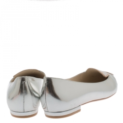 Sophia Webster Metallic Silver Leather Bibi Butterfly Pointed Toe Ballet Flats Size 39.5