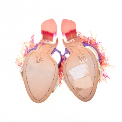 Sophia Webster Multicolor Leather And Tweed Fabric Darla Fringe Buckle Slides Size 36