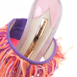 Sophia Webster Multicolor Leather And Tweed Fabric Darla Fringe Buckle Slides Size 36