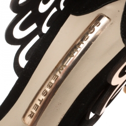 Pre Owned Sophia Webster Black Suede and Laser Cut Rose Gold Leather Micah Open Toe Sandals Size 36.5