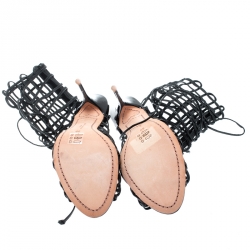 Sophia Webster Black Suede Delphine Peep Toe Cage Sandals Size 39