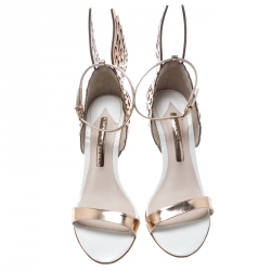 Pre Owned Sophia Webster White And Laser Cut Rose Gold Leather Evangeline Open Toe Sandals Size 35.5