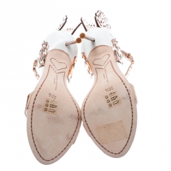 Pre Owned Sophia Webster White And Laser Cut Rose Gold Leather Evangeline Open Toe Sandals Size 35.5