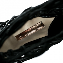 Pre Owned Sophia Webster Black Leather Delphine Peep Toe Cage Sandals Size 39.5