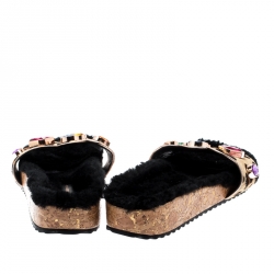  Sophia Webster Beige Leopard Print Calf Hair Crystal Embellished Slides Size 40.5