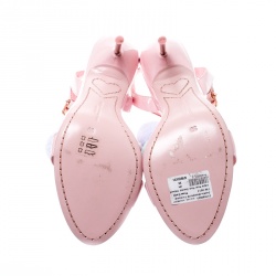 Sophia Webster Pink Leather Layla Pom Pom Embellished T-Strap Sandals Size 39